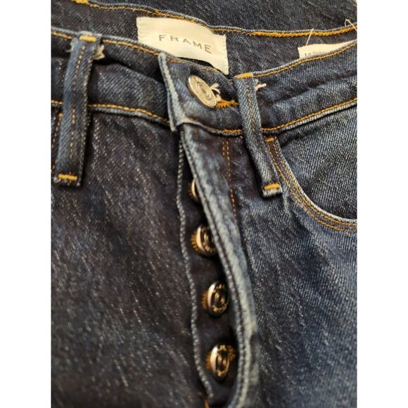 Frame Unique Two Tone Sylvie Straight Jeans 23 Indigo Combo Pants Denim Color - Picture 8 of 12